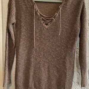 American Eagle Outfitters Taupe V-Neck Sweater